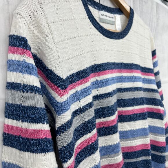 Alfred Dunner PETITE SMALL American VINTAGE Striped Knit Sweater white blue - Picture 4 of 9